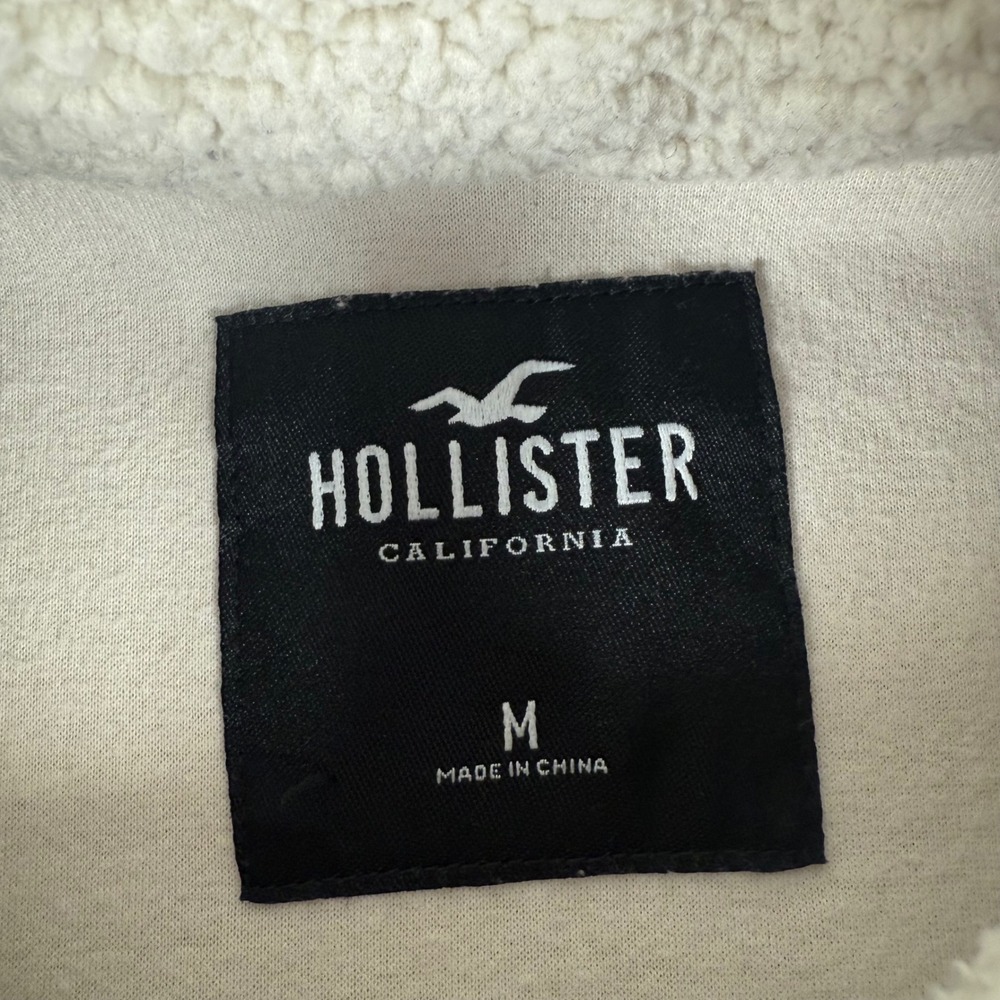 Hollister Sherpa Fleece Teddy Shacket Ivory Button Front Men M Preppy Y2K School - Picture 2 of 7